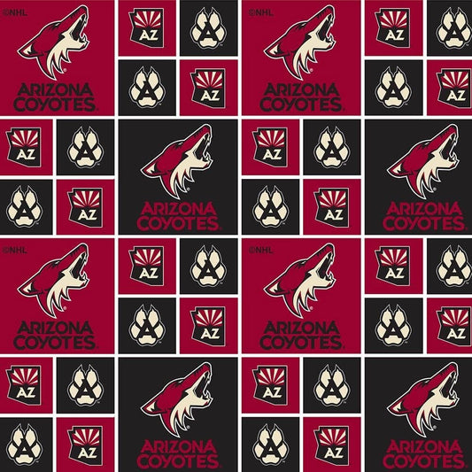 Arizona Coyotes NHL Hockey Box Design Cotton Fabric NHL-020 COY