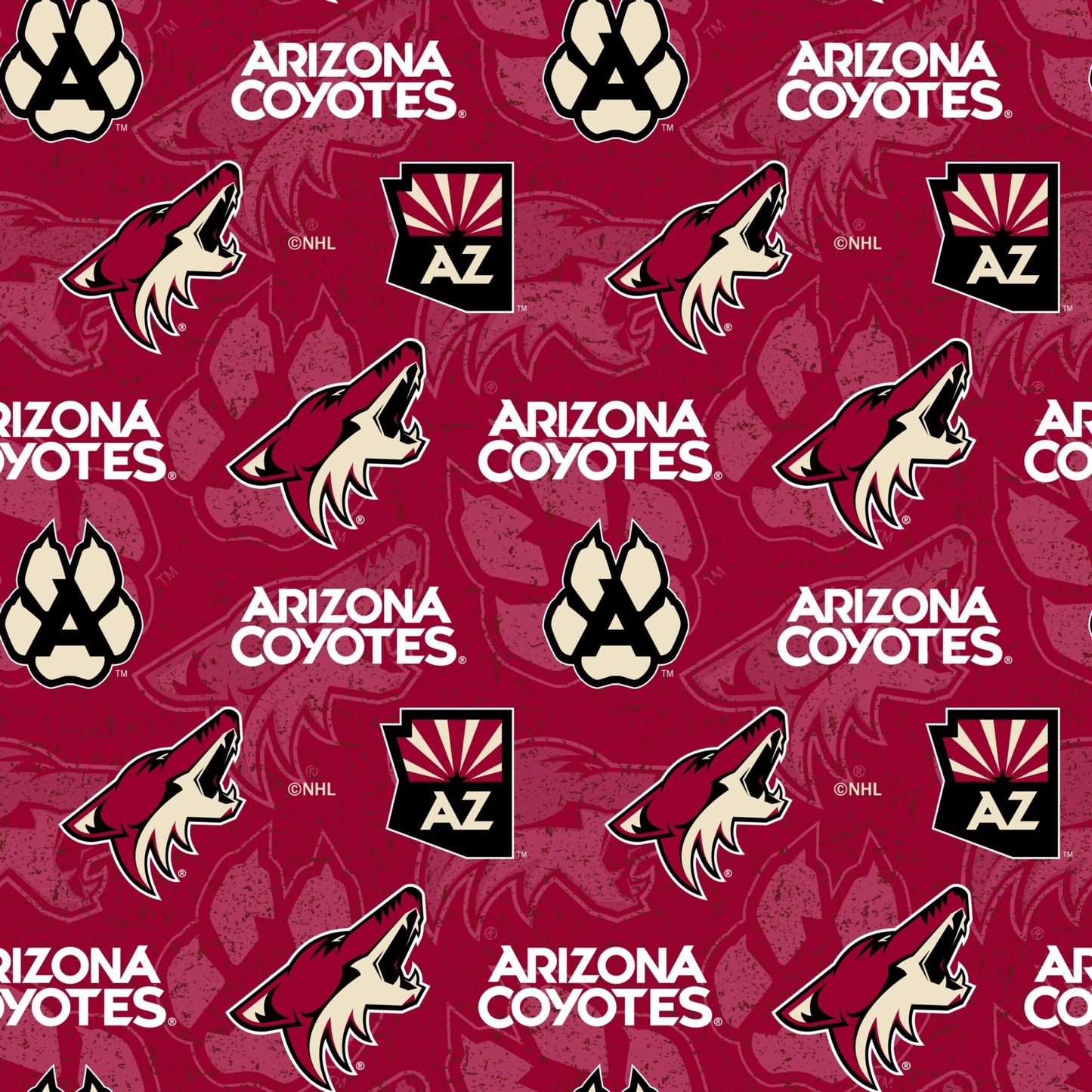 Arizona Coyotes NHL Hockey Tone on Tone design Cotton Fabric NHL-1199 COY