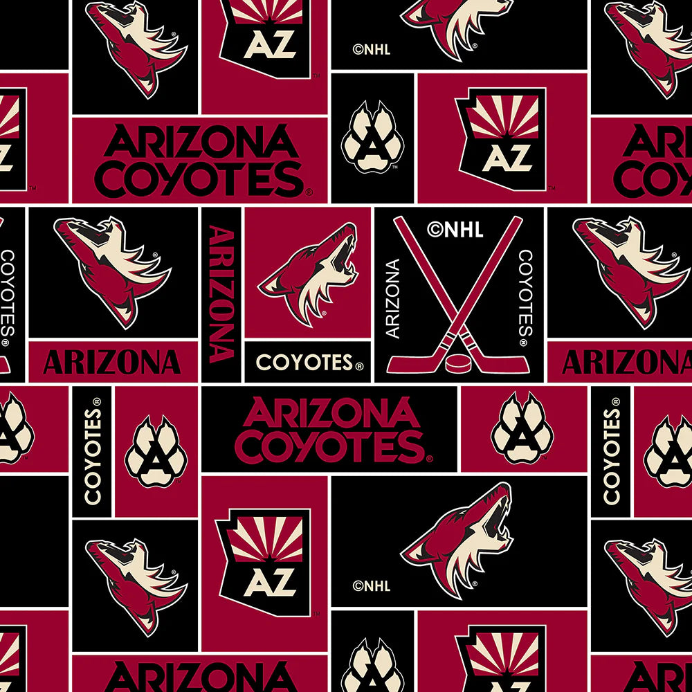 Arizona Coyotes NHL Hockey Geometric Sykel Enterprises Polyester FLEECE Fabric NHL-012-COY