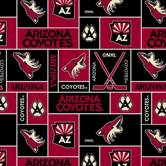 Arizona Coyotes NHL Hockey Geometric Sykel Enterprises Polyester FLEECE Fabric NHL-012-COY