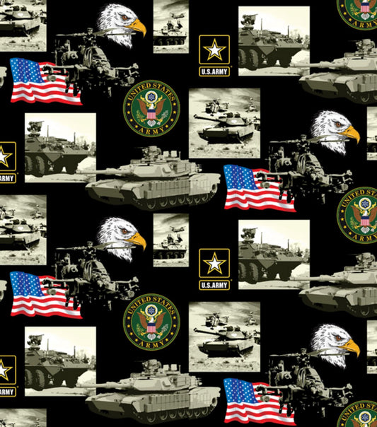 Army Military USA Block Print Sykel Cotton Fabric 021-Army
