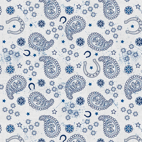 Blue Stampede Indianapolis Bandana Football Grey Blue Paintbrush Studios Cotton Fabric PBS-120-26615