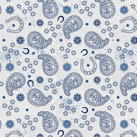 Blue Stampede Indianapolis Bandana Football Grey Blue Paintbrush Studios Cotton Fabric PBS-120-26615