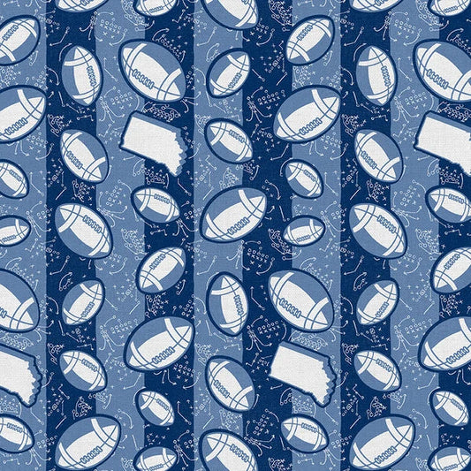 Blue Stampede Indianapolis State Football Stripe Grey Blue Paintbrush Studios Cotton Fabric PBS-120-26610