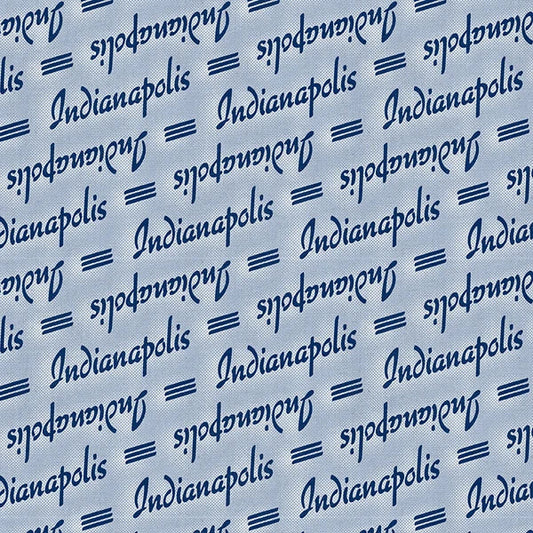 Blue Stampede Indianapolis Text Stripe Football Grey Blue Paintbrush Studios Cotton Fabric PBS-120-26609