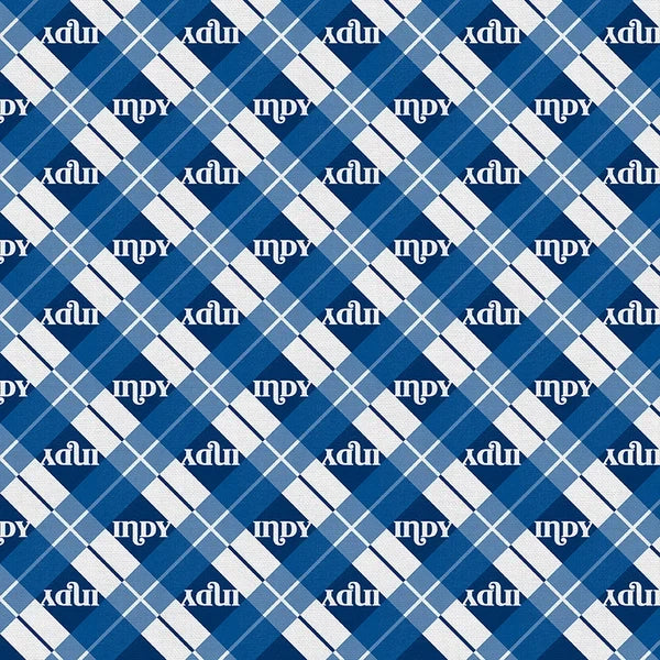 Blue Stampede Indy Argyle Football Grey Blue Paintbrush Studios Cotton Fabric PBS-120-26613