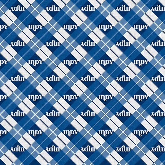 Blue Stampede Indy Argyle Football Grey Blue Paintbrush Studios Cotton Fabric PBS-120-26613