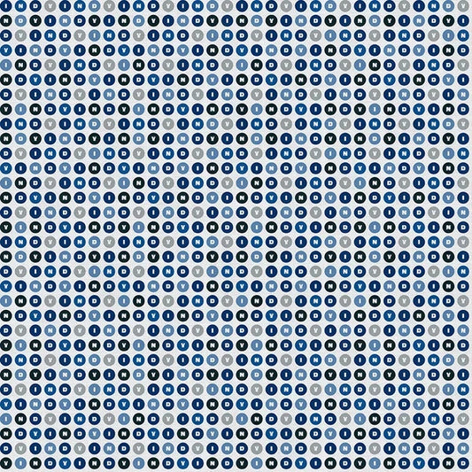 Blue Stampede Indy Circles Dots Football Grey Blue Paintbrush Studios Cotton Fabric PBS-120-26614