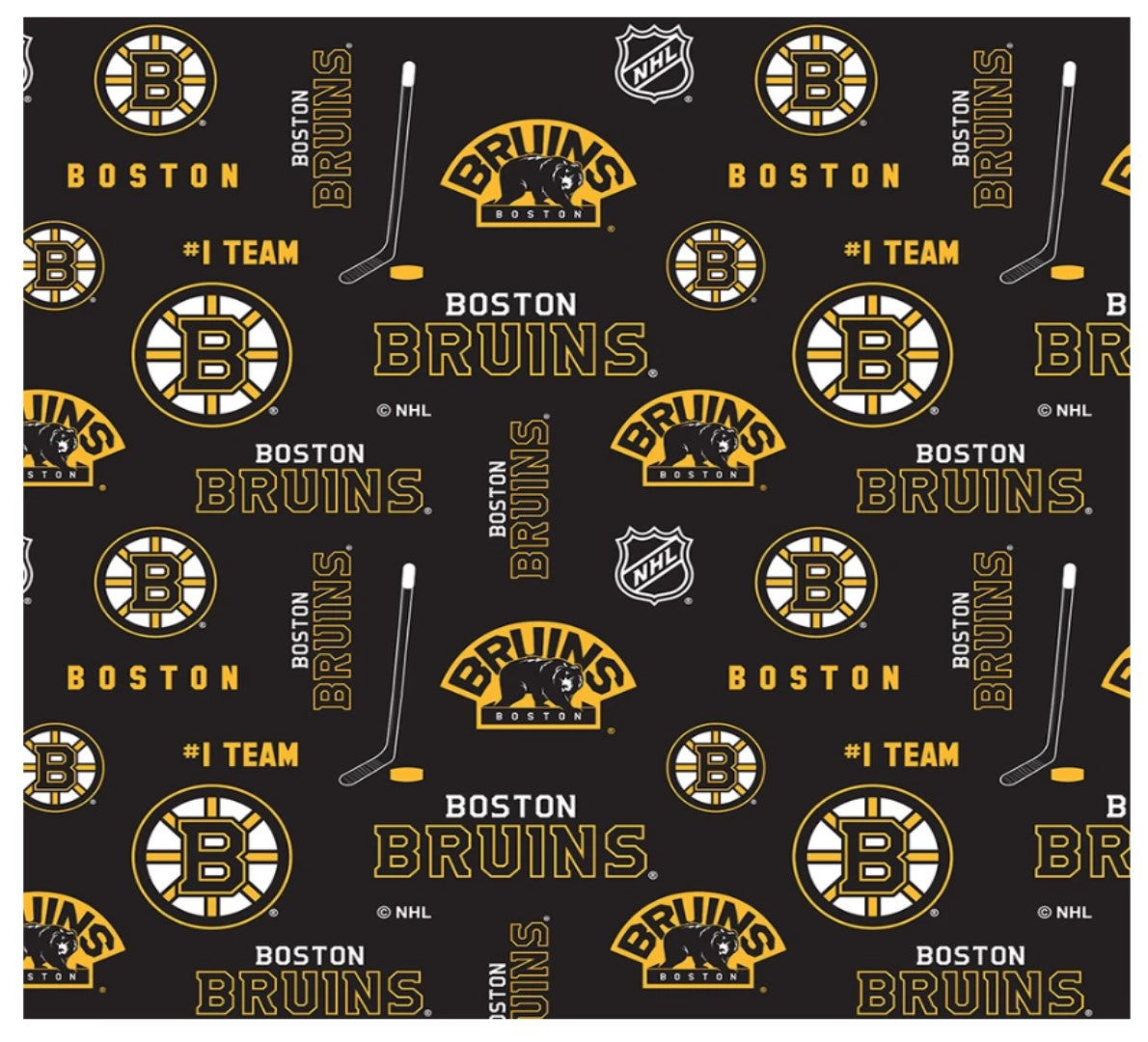 Boston Bruins NHL Hockey Allover Design Cotton Fabric 169 BRU