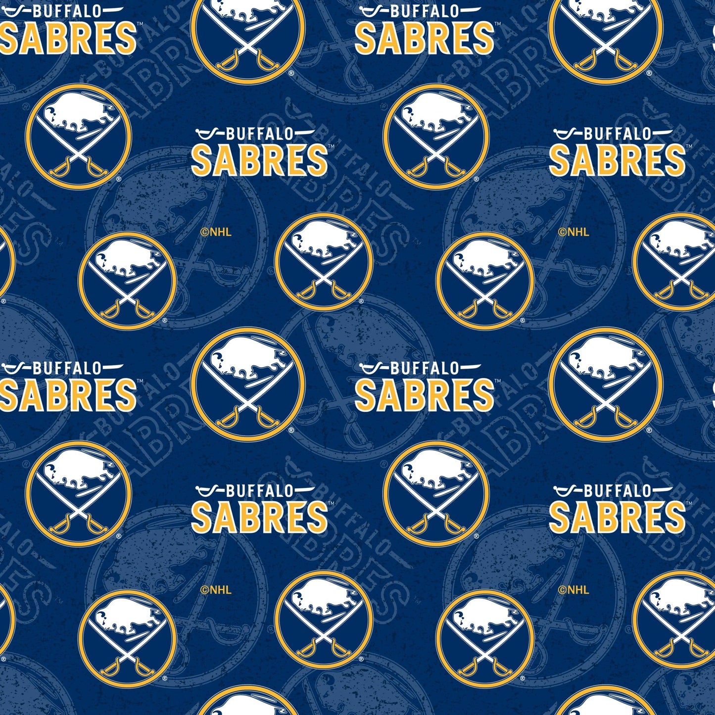 Buffalo Sabres NHL Hockey Tone on Tone Design Sykel Enterprises Cotton Fabric NHL-1199-SAB