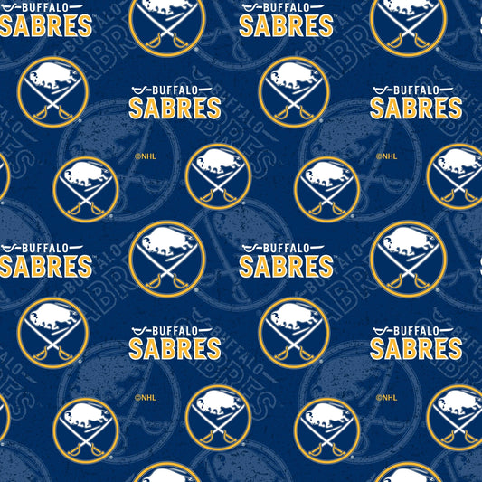 Buffalo Sabres NHL Hockey Tone on Tone Design Sykel Enterprises Cotton Fabric NHL-1199-SAB