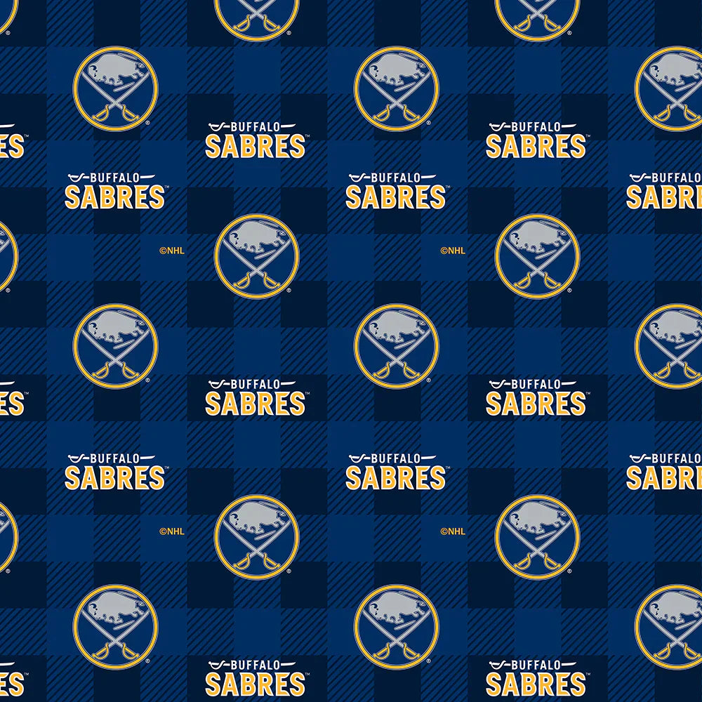 Buffalo Sabres NHL Hockey Buffalo Plaid Sykel Enterprises Polyester FLEECE Fabric NHL-1190-SAB
