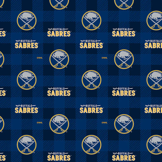 Buffalo Sabres NHL Hockey Buffalo Plaid Sykel Enterprises Polyester FLEECE Fabric NHL-1190-SAB