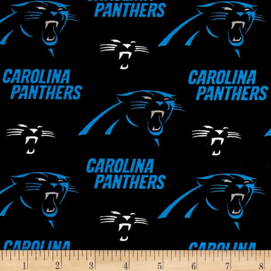 Carolina Panthers NFL Football Cotton Broadcloth Black Blue 58" Cotton Fabric NFL-6401D