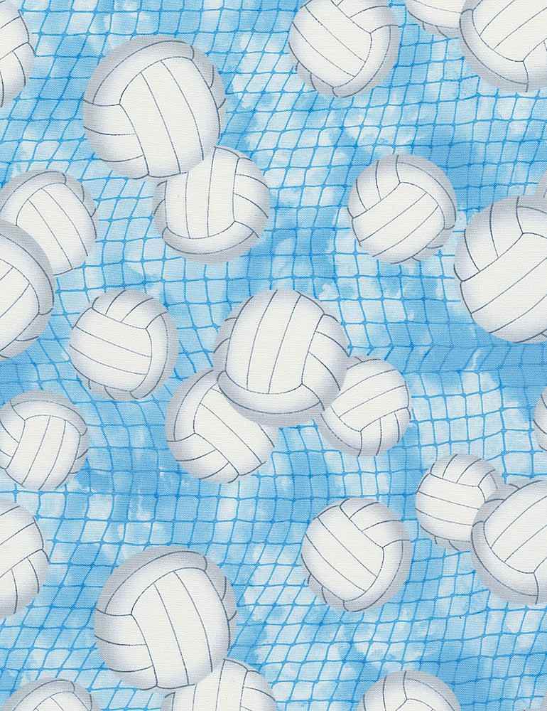 Cheer Squad Volleyball Blue Timeless Treasures Cotton Fabric TT-GAIL-CD7042-BLUE