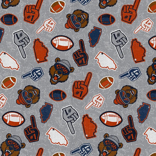 Chi-Town Tough Chicago Bear Fan Toss Football Paintbrush Studios Cotton Fabric PBS-120-26618