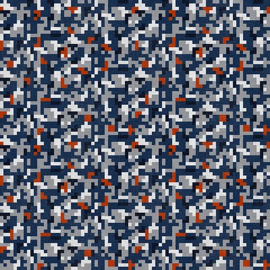Chi-Town Tough Chicago Camo Football Blue Orange Grey Paintbrush Studios Cotton Fabric PBS-120-26628