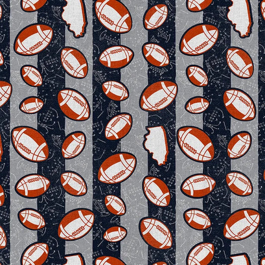 Chi-Town Tough Chicago Football Toss Stripe Grey Paintbrush Studios Cotton Fabric PBS-120-26625
