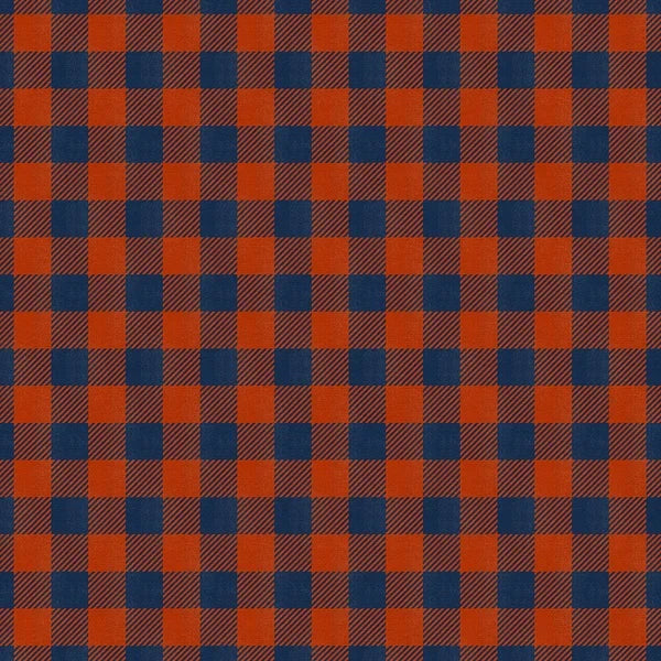 Chi-Town Tough Chicago Plaid Football Orange Blue Paintbrush Studios Cotton Fabric PBS-120-26627