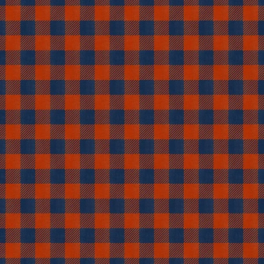 Chi-Town Tough Chicago Plaid Football Orange Blue Paintbrush Studios Cotton Fabric PBS-120-26627