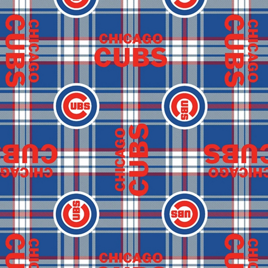 Chicago Cubs MLB Baseball Plaid Fabric Traditions 58-60 inches wide Polyester FLEECE Fabric MLB-6612-B