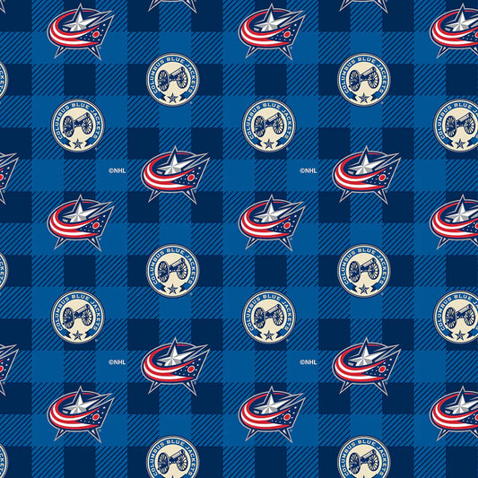 Columbus Blue Jackets NHL Hockey Buffalo Plaid Sykel Enterprises Polyester FLEECE Fabric NHL-1190-CBJ