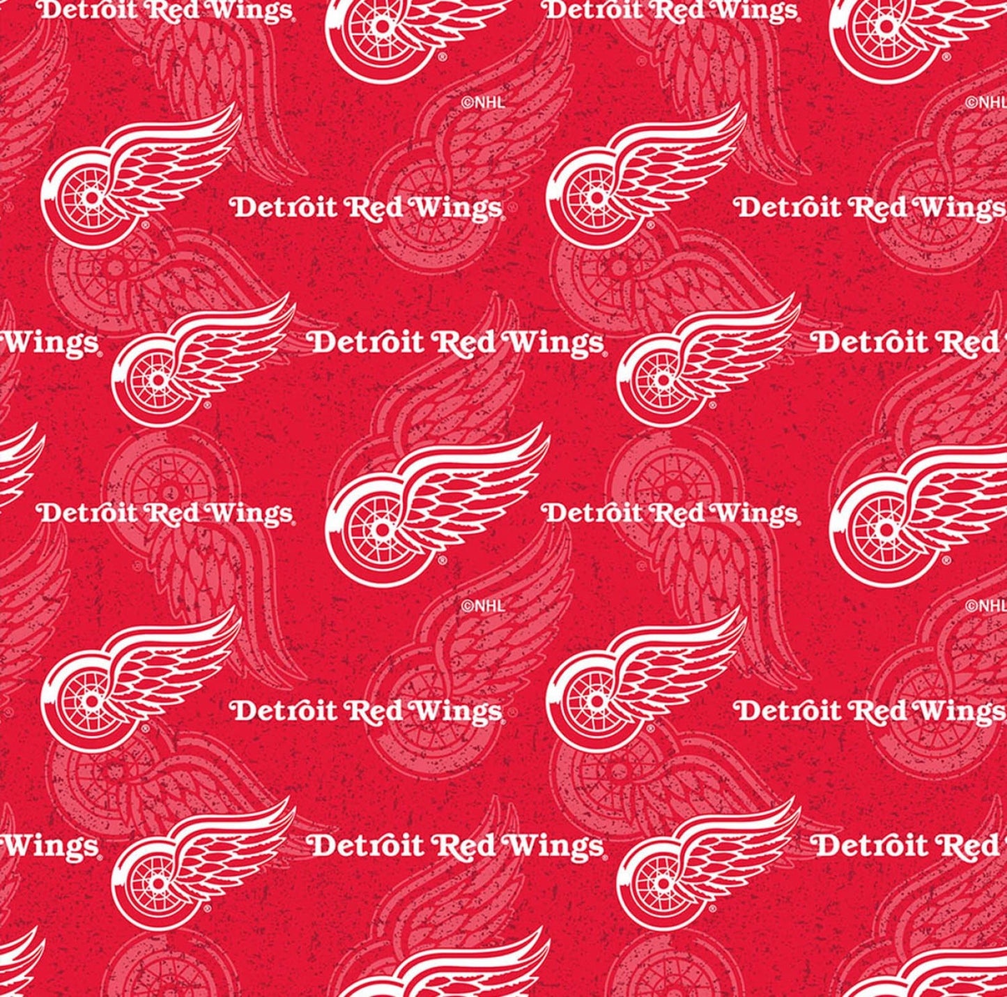 Detroit Red Wings NHL Hockey Tone on Tone design Cotton Fabric NHL-1199-WIN