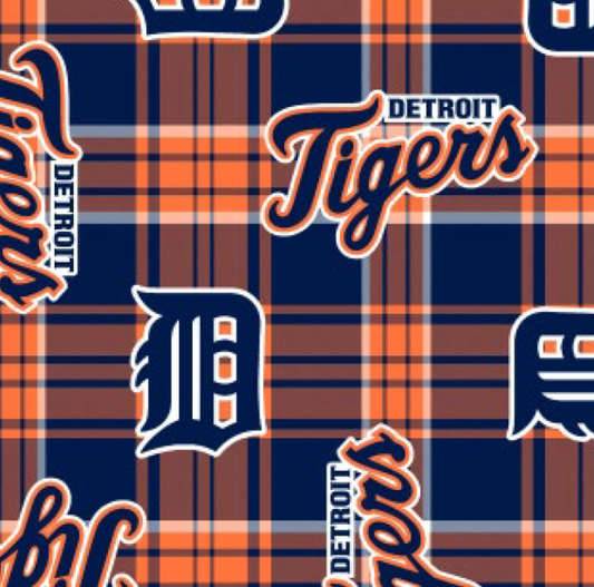 Detroit Tigers MLB Baseball Plaid Fabric Traditions 58-60 inches wide Polyester FLEECE Fabric MLB-6610-B
