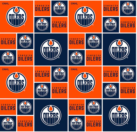 Edmonton Oilers NHL Hockey Geometric Sykel Enterprises Cotton Fabric NHL-020-OIL