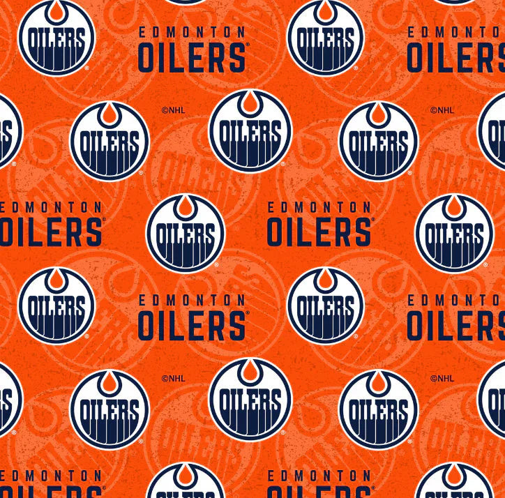 Edmonton Oilers NHL Hockey Tone on Tone Design Cotton Fabric NHL-1199-OIL