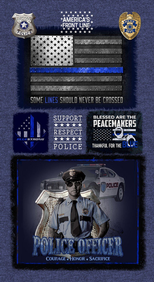 Emergency Workers Police Department Panel 24” Sykel Cotton Fabric SYK-1337PD