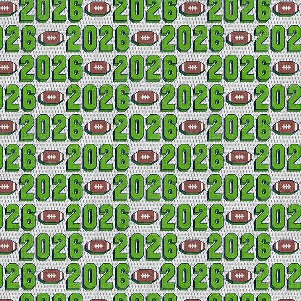 Evergreen Endzone Seattle 2026 Text Football Green Blue Paintbrush Studios Cotton Fabric PBS-120-26835