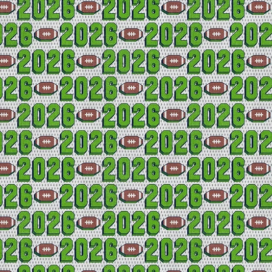 Evergreen Endzone Seattle 2026 Text Football Green Blue Paintbrush Studios Cotton Fabric PBS-120-26835