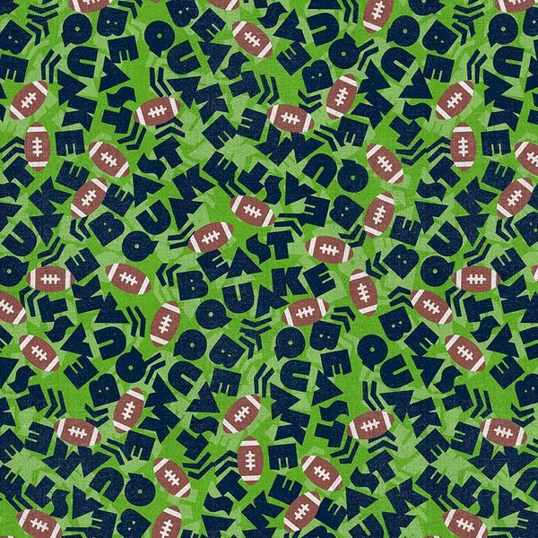 Evergreen Endzone Seattle Beast Quake Green Blue Paintbrush Studios Cotton Fabric PBS-120-26833