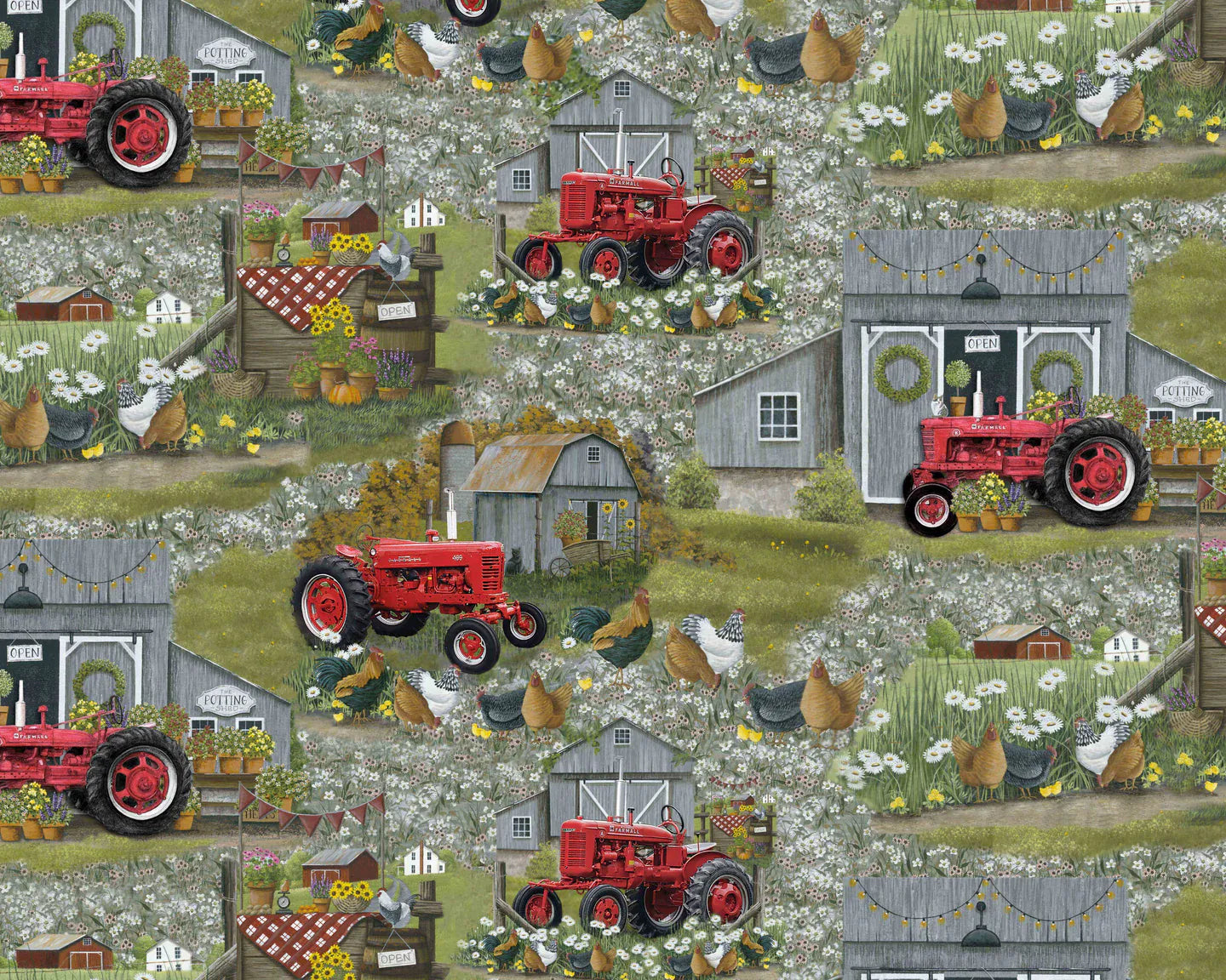 Farmall History Plank Scenic Sykel Enterprises Cotton Fabric SYK-10540