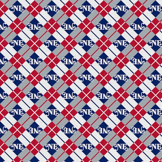 Field of Freedom New England Argyle Football Blue Red Paintbrush Studios Cotton Fabric PBS-120-26847