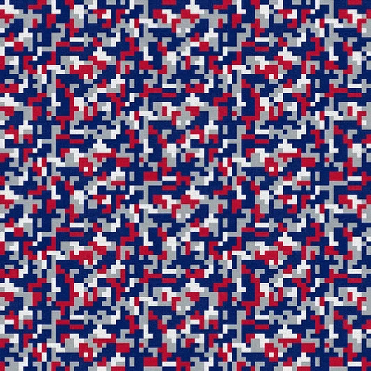 Field of Freedom New England Camo Football Blue Red Paintbrush Studios Cotton Fabric PBS-120-26849