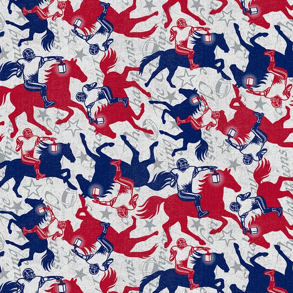 Field of Freedom New England Champions are Coming Football Blue Red Paintbrush Studios Cotton Fabric PBS-120-26843