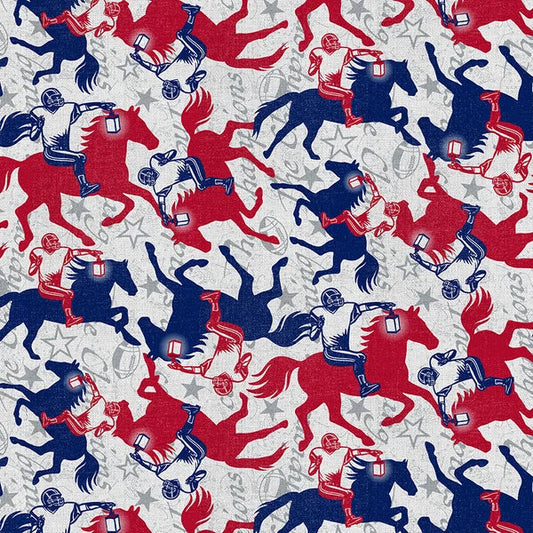 Field of Freedom New England Champions are Coming Football Blue Red Paintbrush Studios Cotton Fabric PBS-120-26843