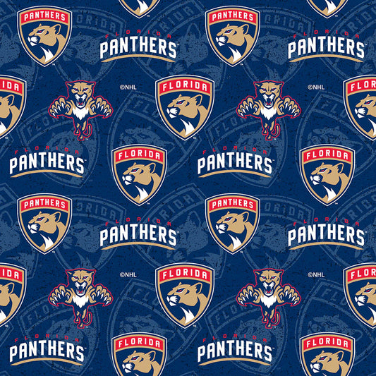 Florida Panthers NHL Hockey Tone on Tone Cotton Fabric  NHL-1199-PAN