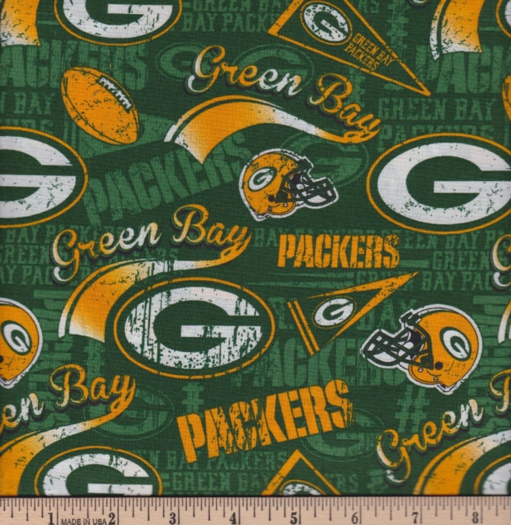 Green Bay Packers NFL Football Retro 58" Fabric Traditions Cotton Fabric NFL-14837D