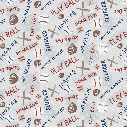 Hey, Batter Batter Baseball Multi Paintbrush Studio Cotton Fabric PBS-120-25383