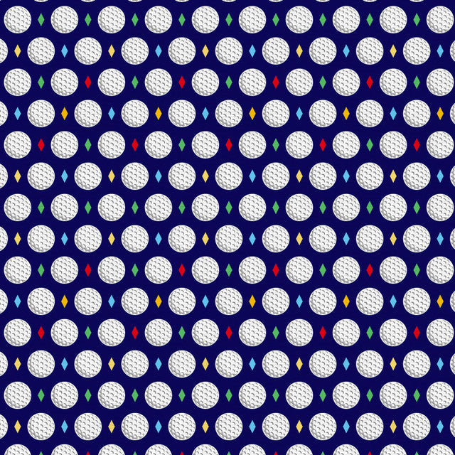 Let's Go Golfing Golf Balls & Diamonds Blue Paintbrush Studio Cotton Fabric PBS-120-25201