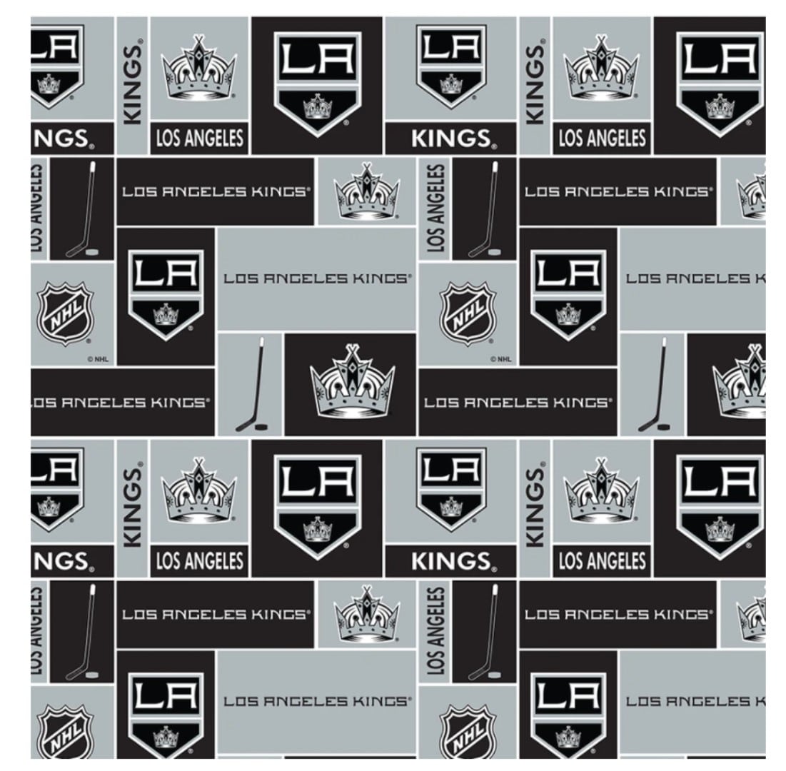 Los Angeles Kings NHL Hockey Box Design Cotton Fabric NHL-840-KNG