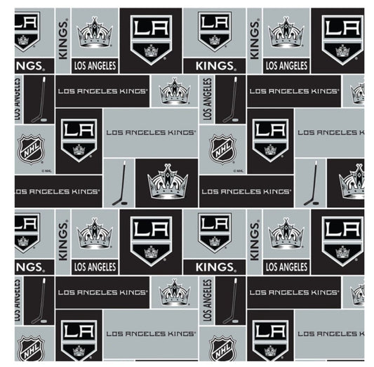 Los Angeles Kings NHL Hockey Box Design Cotton Fabric NHL-840-KNG