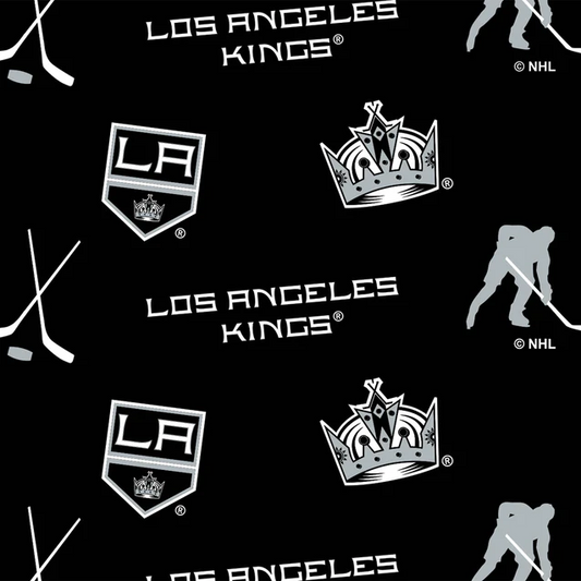 Los Angeles Kings NHL Hockey Tossed Allover Sykel Enterprises Polyester Fleece Fabric NHL-035-KNG