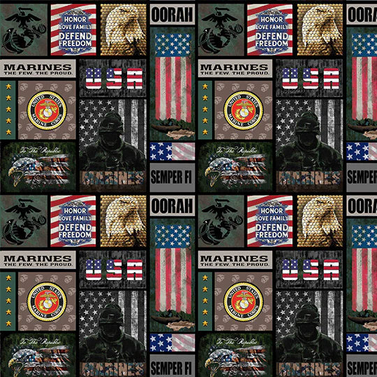 Marines Armed Forces Military New Block Sykel Cotton Fabric SYK-1339-M