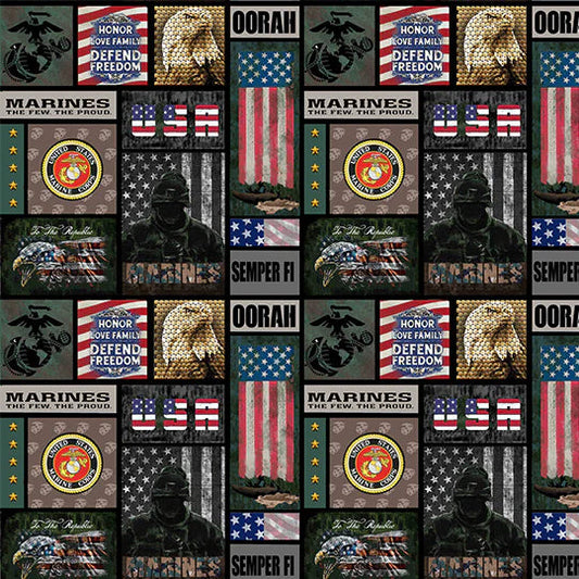 Marines Armed Forces Military New Block Sykel Cotton Fabric SYK-1339-M
