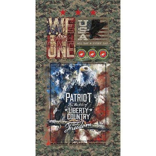 Marines Armed Forces Military Panel 24" Sykel Cotton Fabric Syk-1337-M