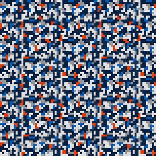 Mile High Matchup Denver Country Camo Football Blue Orange Paintbrush Studio Cotton Fabric PBS-120-26825